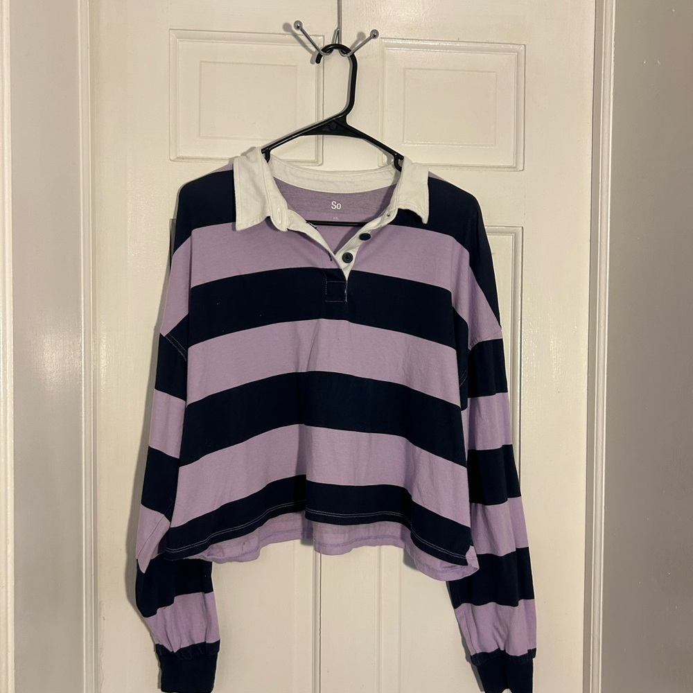So Women's Purple Striped Rugby Top
